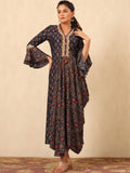 Indo Western Printed Dhoti Kurti with Shell & Lace Detail | Bell Sleeves