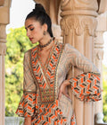 Indo Western Geometric Print Dhoti Dress with Embroidered Neckline & Bell Sleeves