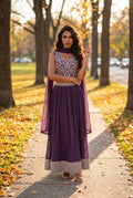 Ritu Kumar Inspired Embroidered Crop Top Flared Skirt Set with Dupatta