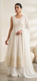 Abu Jani & Sandeep Khosla Inspired Embroidered Slit-Cut Kurta Palazzo Set with Dupatta