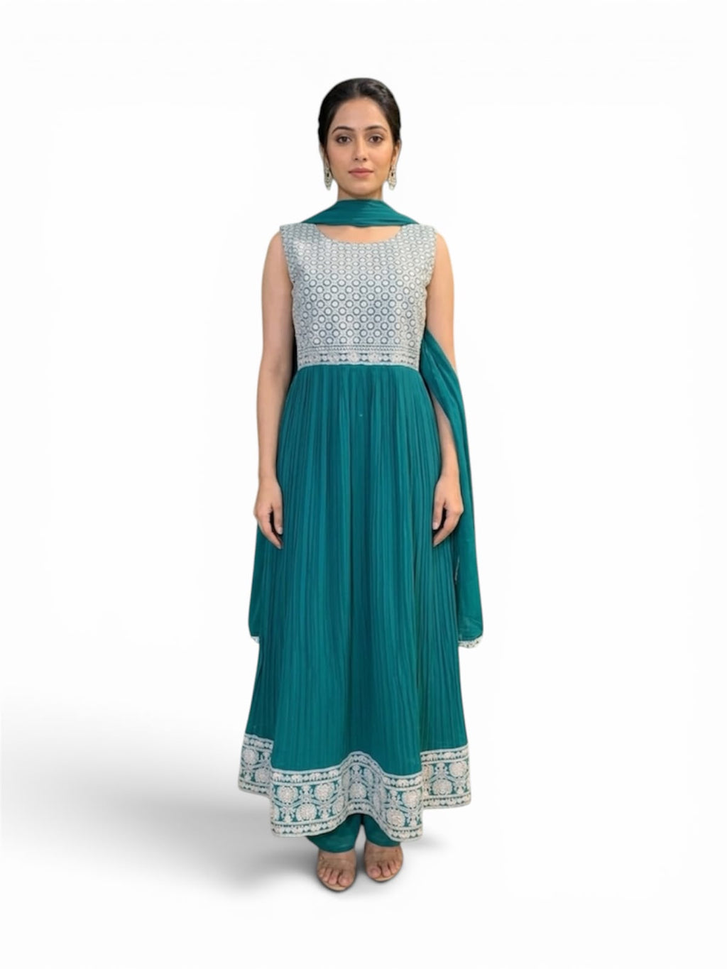 Pink Embroidered Slit-Cut Kurta Churidar Set with Dupatta