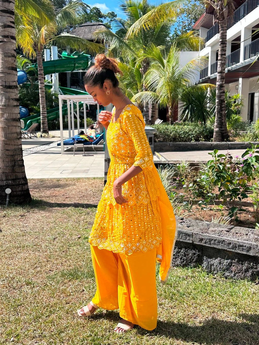 Abhinav Mishra Inspired Yellow Embroidered Sharara Set with Dupatta