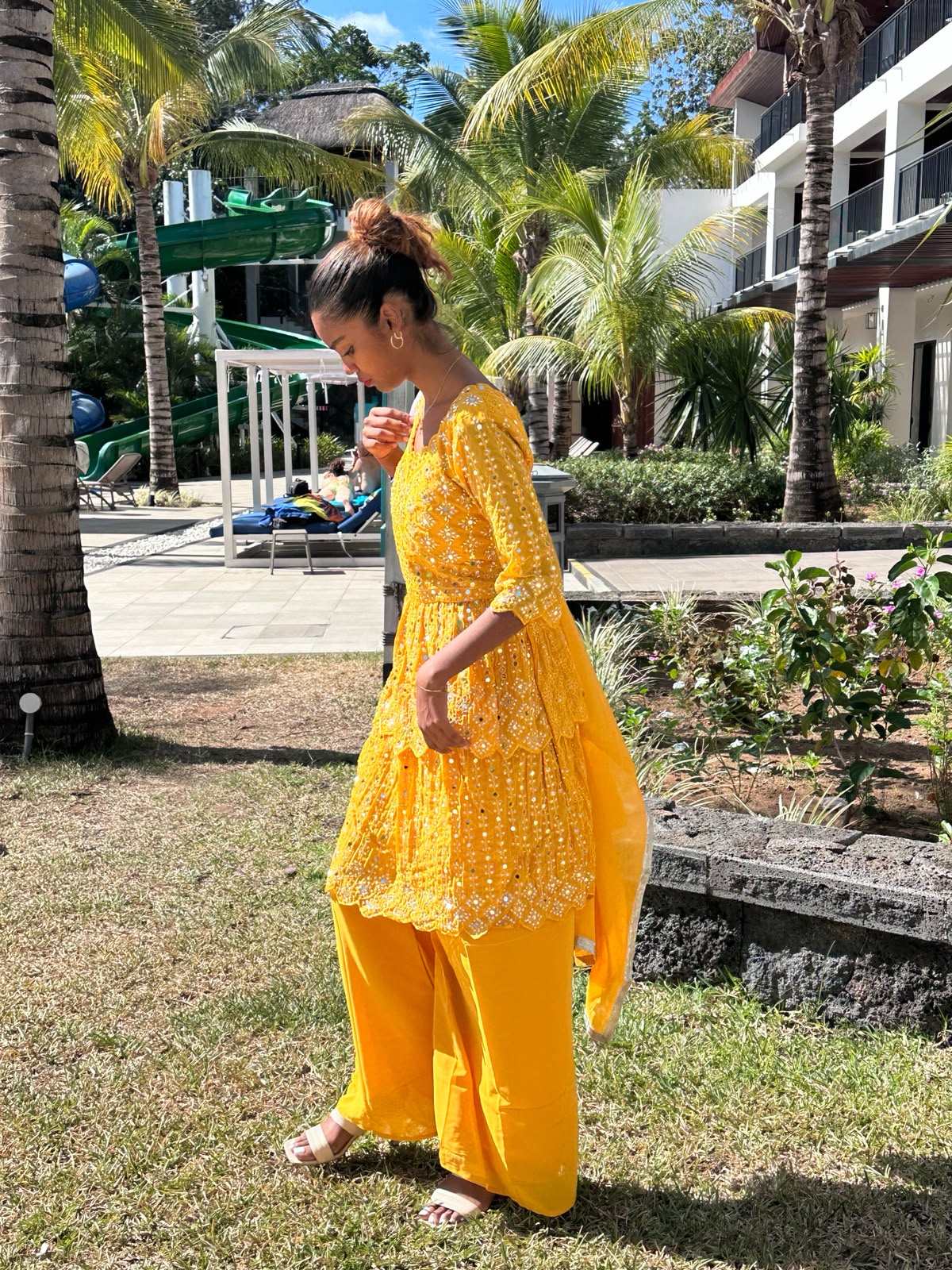 Abhinav Mishra Inspired Yellow Embroidered Sharara Set with Dupatta